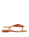 Lella Baldi Woman Thong Sandal Rust Size 8 Textile Fibers, Leather In Red