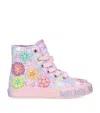 Lelli Kelly Ac Kids' Eloise Floral-embroidered Canvas Mid-top Trainers Eur 32 / 13 Uk In Multi