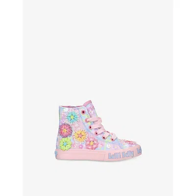 Lelli Kelly Ac Kids' Eloise Floral-embroidered Canvas Mid-top Trainers Eur 32 / 13 Uk In Purple
