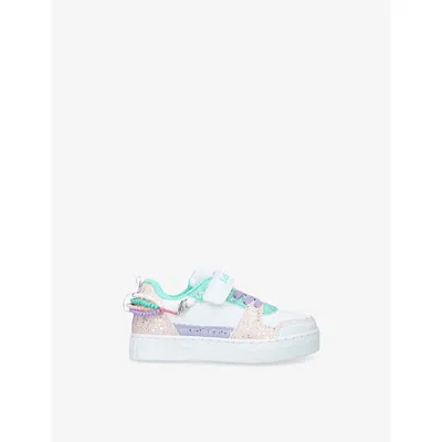 LELLI KELLY WHITE/COMB KIDS' GIOIELLO GLITTER-EMBELLISHED WOVEN LOW-TOP TRAINERS EUR 31 / 12.5 UK