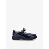 LELLI KELLY NAVY KIDS' BIANCA 3 UNICORN-EMBELLISHED PATENT-LEATHER SCHOOL SHOES EUR 34 / 2 UK