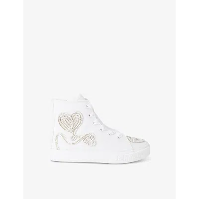 Lelli Kelly Kids' Sharon 3d Heart-embroidered Fabric Mid-tip Trainers In White