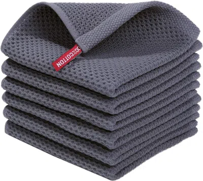 Leluxxy 100% Cotton Waffle Weave Kitchen Dish Cloths, Ultra Soft Absorbent Quick Drying Dish Towels, 12 X 12 In Gray