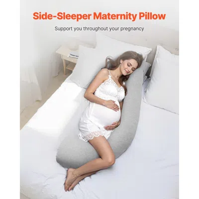 Leluxxy Pregnancy Pillows For Side Sleeping, L-shaped Maternity Pillow For Pregnant Women, Soft & Breathable In Gray