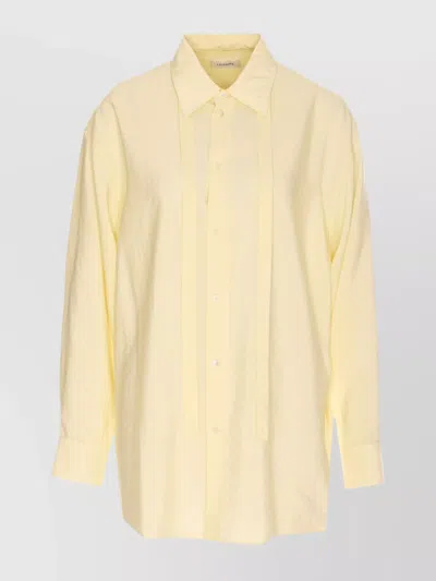 Lemaire 36 Collared Neck Long Shirt With Laces In Yellow