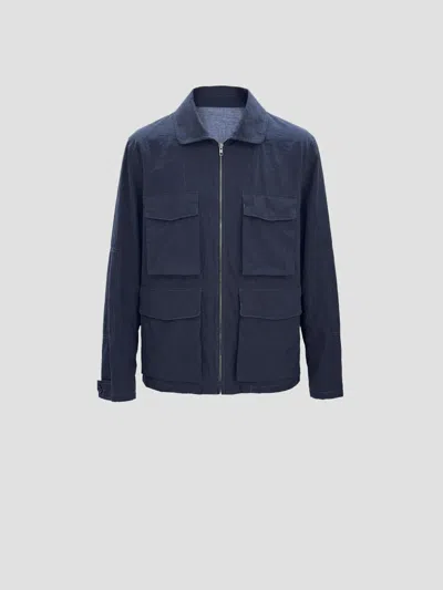 Lemaire 3d Pocket Jacket In Mini Fit In Squid Ink