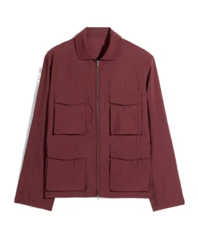 Lemaire 3d Pocket Jacket In Washed Technical Cotton In Red