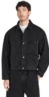 LEMAIRE 4 POCKET BLOUSON JACKET DENIM SOFT BLEACHED BLK