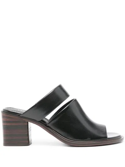 Lemaire 70mm Double Strap Leather Mule In Black