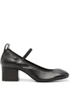 Lemaire Square Ballerina 55 Leather Mary Jane Pumps In Brown