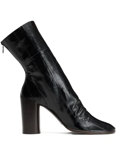 Lemaire 80mm Glove Eel Leather Block-heel Boots In Black