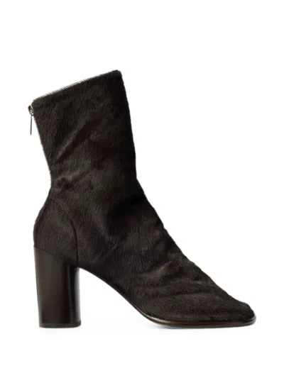 Lemaire 80mm Glove Heeled Ankle Boots In Pony-style Leather In Brown