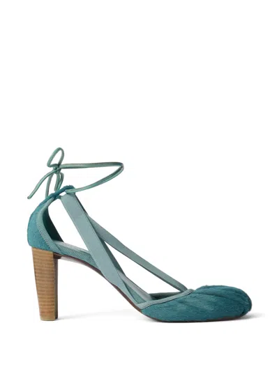 Lemaire 80mm Pedille Heeled Ballerinas In Pony-style Leather In Blue
