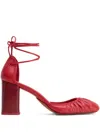 Lemaire 85mm Micro Ballerina 85 Gathered-toe Lace-up Flats In Red