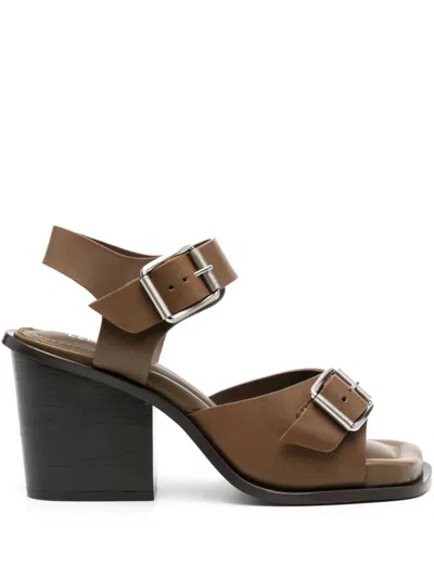 Lemaire 90mm Leather Sandals In Dark Tobacco