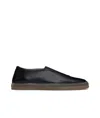 Lemaire Black Linoleum Piped Loafers In Black