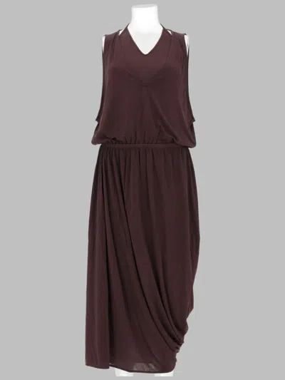 Lemaire Draped Double-layer Viscose Dress In Brown