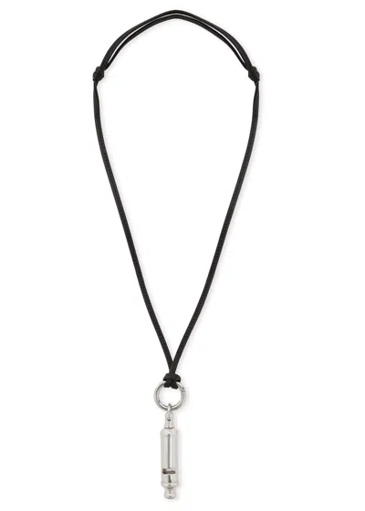 Lemaire Acme Whistle Leather Necklace In Silver