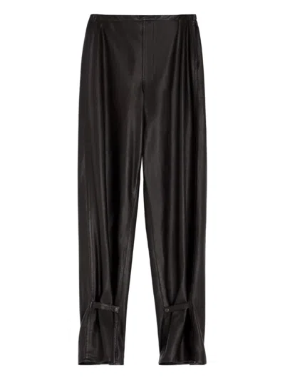 Lemaire Adjustable-leg Leather Trousers In Black
