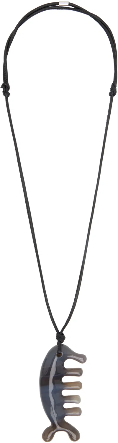 Lemaire Agate Gua Sha Begula Necklace In Black
