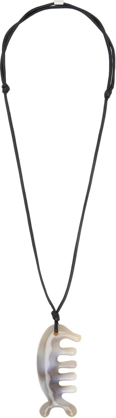 Lemaire Agate Gua Sha Begula Necklace In Black