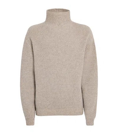 Lemaire Alpaca-yak-blend Funnel-neck Sweater In Neutral