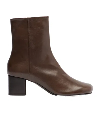 Lemaire Anatomic 55 Leather Ankle Boots In Brown