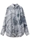 Lemaire Angkasapura Button-up Silk Shirt In Grey