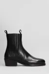 Lemaire Ankle Boots In Black Leather In Animal Print