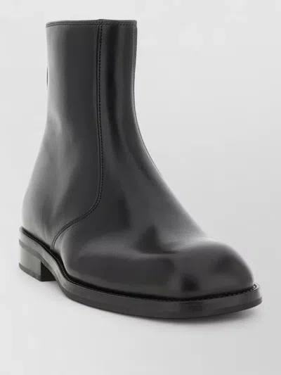 Lemaire Ankle Zip Derby Shoes Smooth Finish In Black