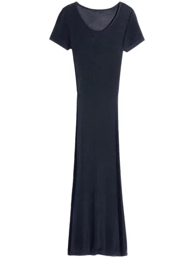 Lemaire Ankle-length Column Dress With Textured Panels In Black