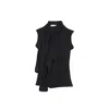 Lemaire Anthracite Grey Wool Asymmetrical Sleeveless Cardigan In Black