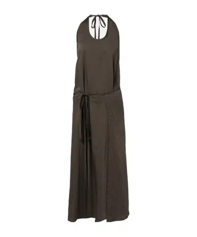 Lemaire Apron Gathered Midi Dress In Brown