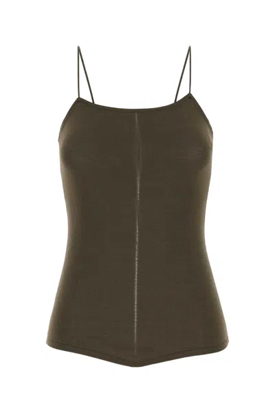 LEMAIRE LEMAIRE ARMY GREEN VISCOSE BLEND TANK TOP