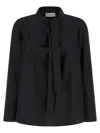 Lemaire Cotton-silk Blend With Knotted Scarf Blouse In Black