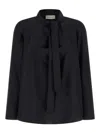 Lemaire Cotton-silk Blend With Knotted Scarf Blouse In Black