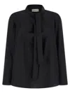 Lemaire Cotton-silk Blend With Knotted Scarf Blouse In Black