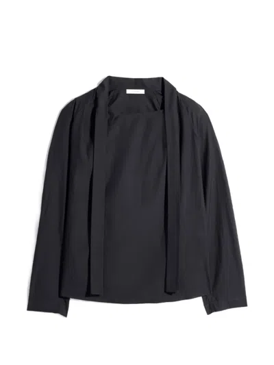 Lemaire Ascot Blouse In Washed Cotton Silk In Blue