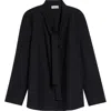 Lemaire Cotton-silk Blend With Knotted Scarf Blouse In Black