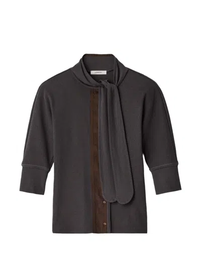 Lemaire Ascot T-shirt In Linen And Cotton Ribbed Jersey In Black