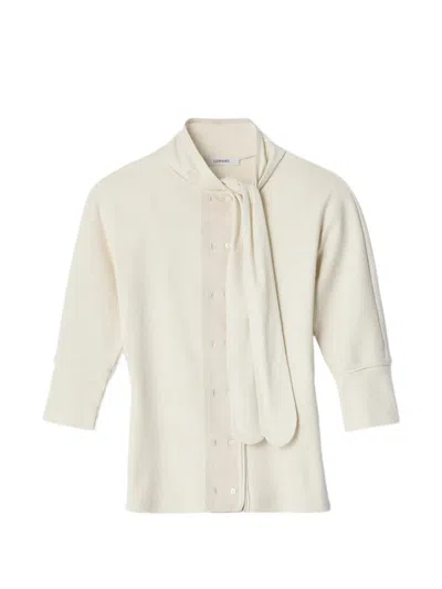 Lemaire Ascot T-shirt In Linen And Cotton Ribbed Jersey In White