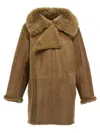 Lemaire Brown Asymmetrical Shearling Coat