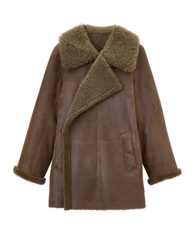 Lemaire Asymetrical Three-quarter Length Coat In Metallized