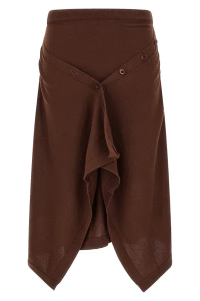 Lemaire Asymmetric Buttoned Skirt In Brown