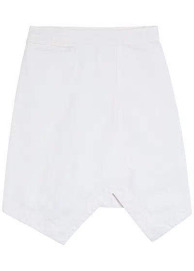 Lemaire Asymmetric Denim Mini Skirt In White