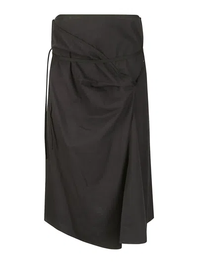 Lemaire Asymmetric Knotted Skirt In Dark Wash