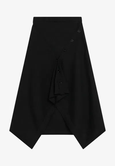 Lemaire Asymmetric Midi Skirt In Black