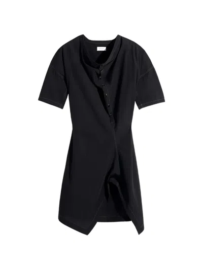 Lemaire Soft Collar Dress In Crepe Cotton In Black