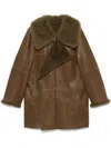 Lemaire Asymmetric Shearling Coat In Brown