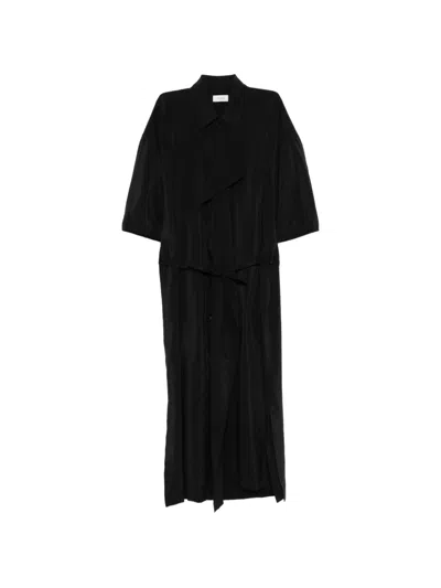 Lemaire Asymmetric Shirt Dress In Black